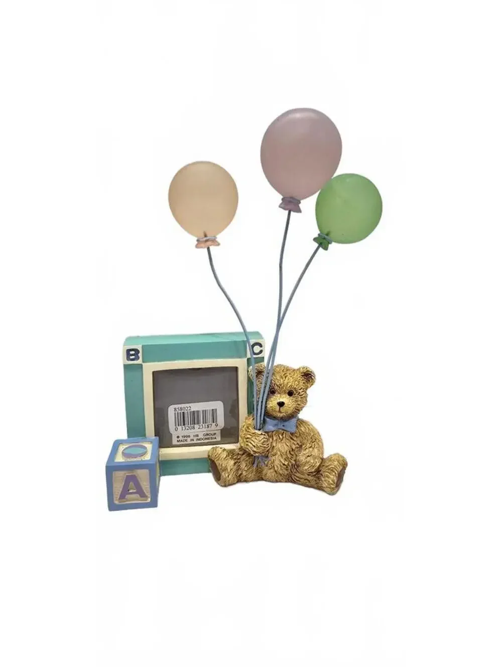 1998 HB Group Teddy Bear Figurine with Balloons and ABC Blocks